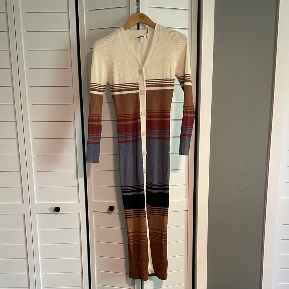 Vigoss Multicolor Striped Long Sleeve Dress